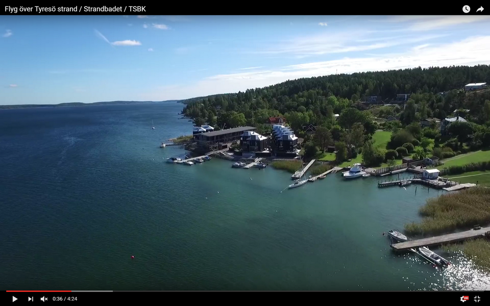 Flyg över Tyresö strand / Strandbadet.